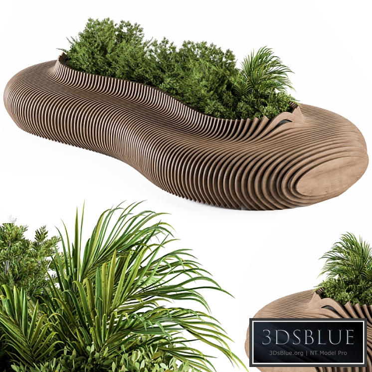 Urban Furniture / Parametric Bench with Plants- Set 22