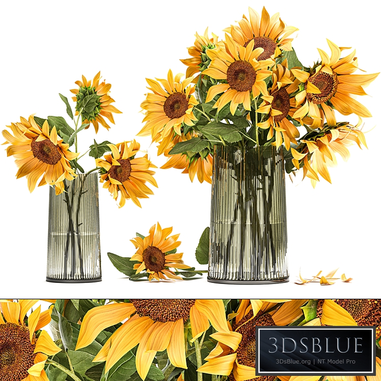 Set of yellow bouquets of flowers 119. Sunflower, vase, flowers, bouquets, yellow flowers, decorative, decor, decoration