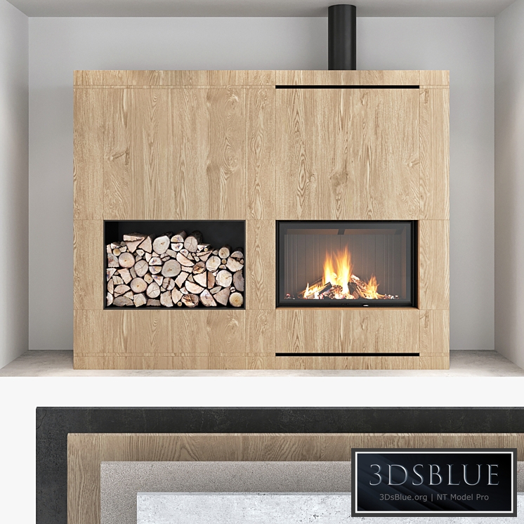 Decorative wall with fireplace set 09