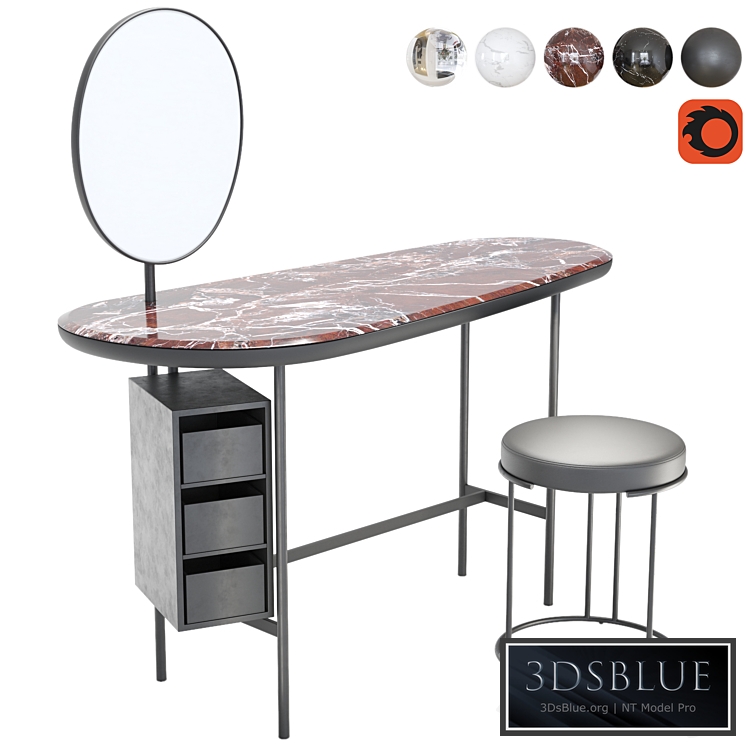 Living Divani Pebble + Nina dressing table and stool