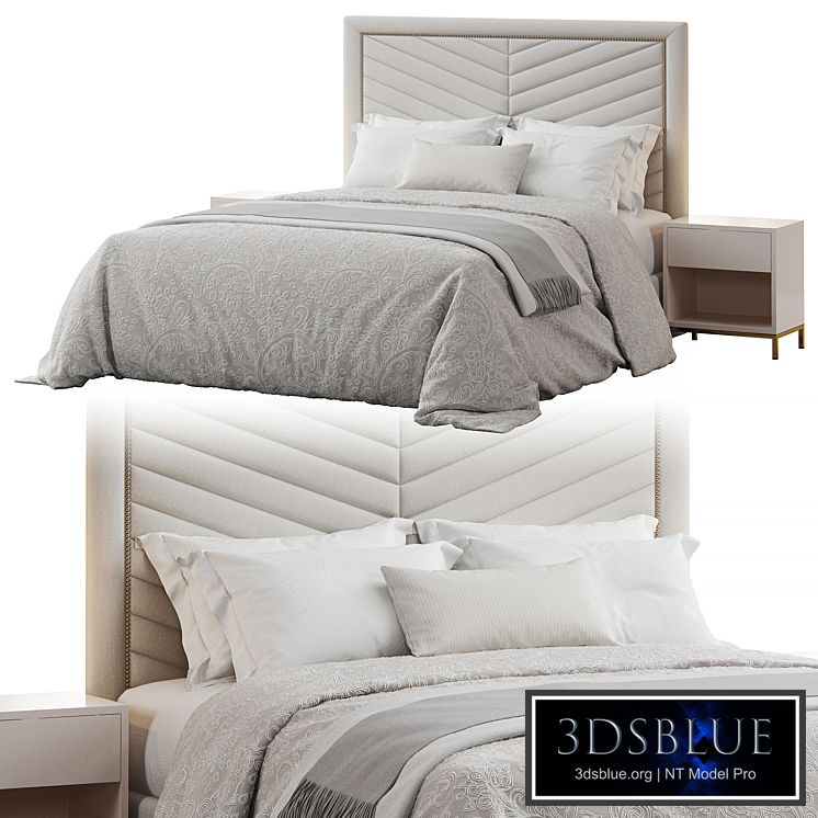 Rhys II Dovetail Tufted Nailhead Headboard Bed