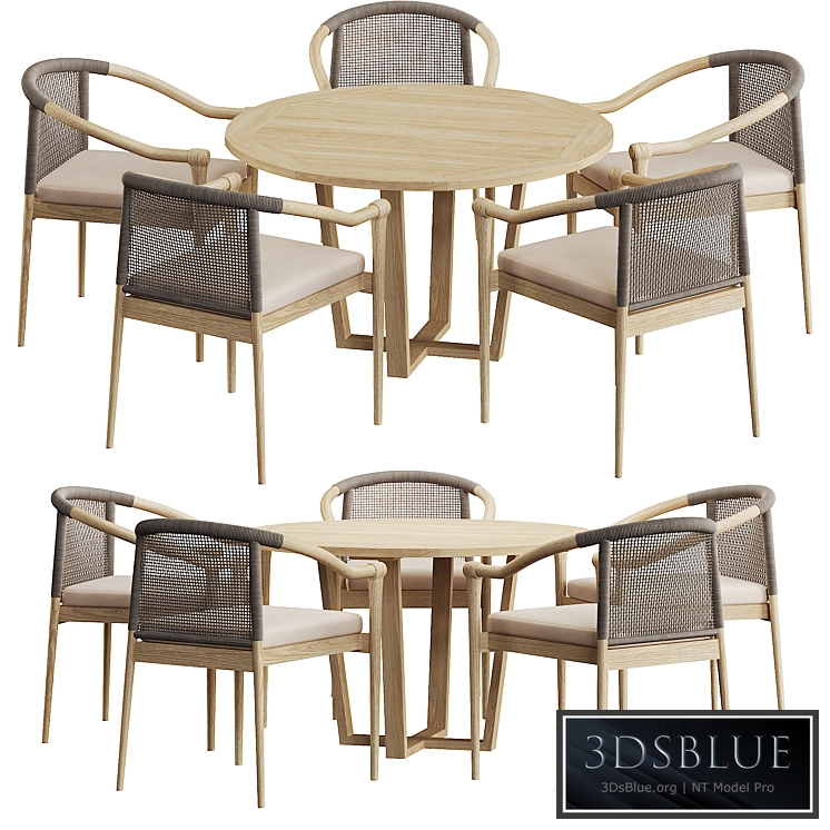 Wooden Outdoor Dining Sets Round Dining Table with 5 Chairs