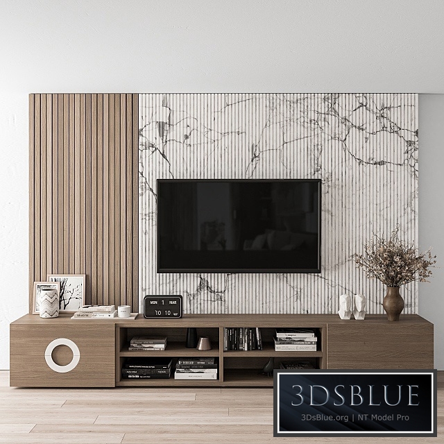 TV Wall Stone and Wood - Set 16