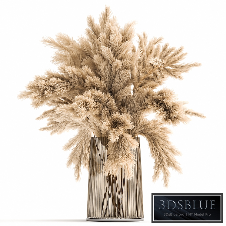 Bouquet 122. Pampas grass, vase, dried flowers, reeds, Cortaderia, luxury decor