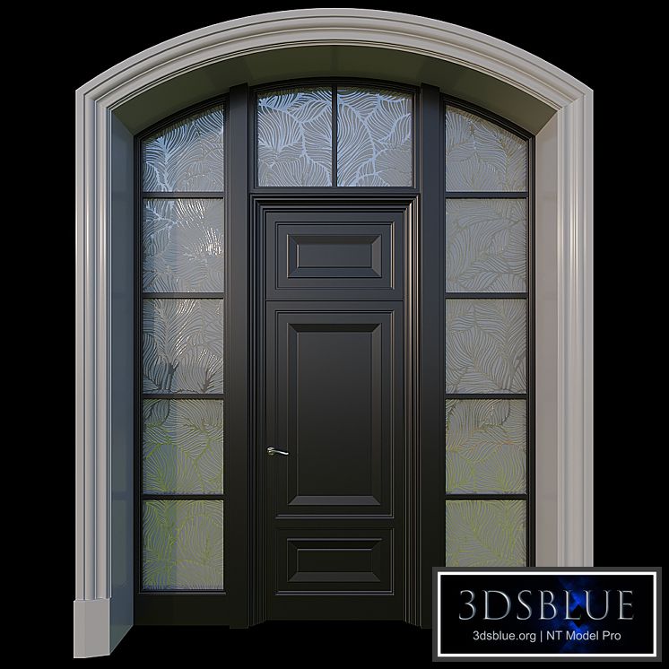 Entrance door with stained glass