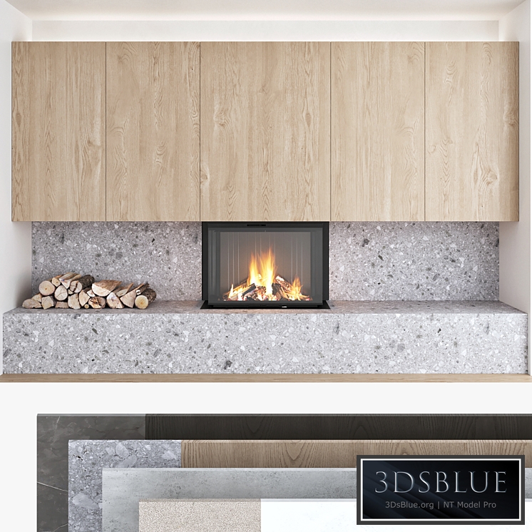 Decorative wall with fireplace set 10