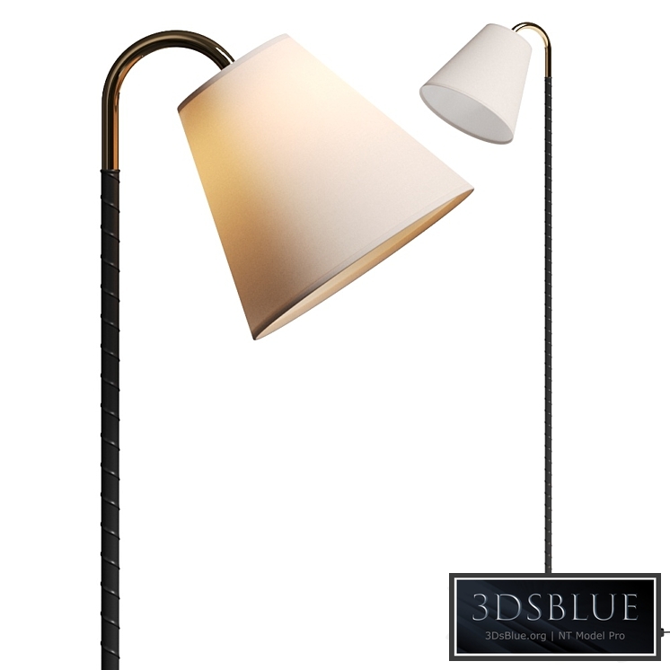 CB2 Barnes Brass And Black Leather Floor Lamp