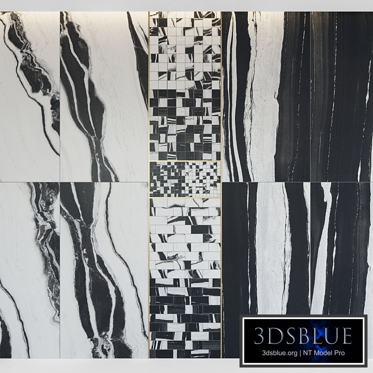 Architectural Design Floor gres Wave Flow B&W MARBLE set 2