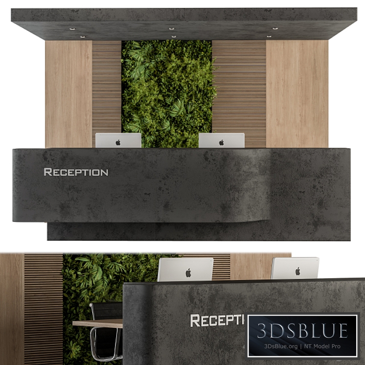 Reception Desk and Wall Decoration - Set 07