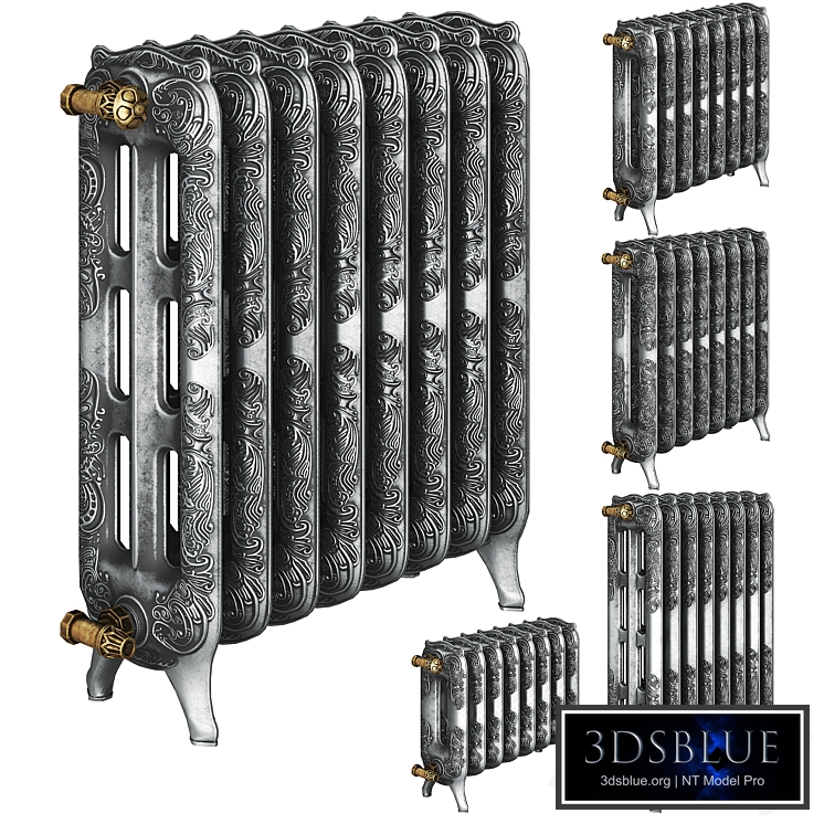 Classic Cast Iron Radiator Metal Low-poly