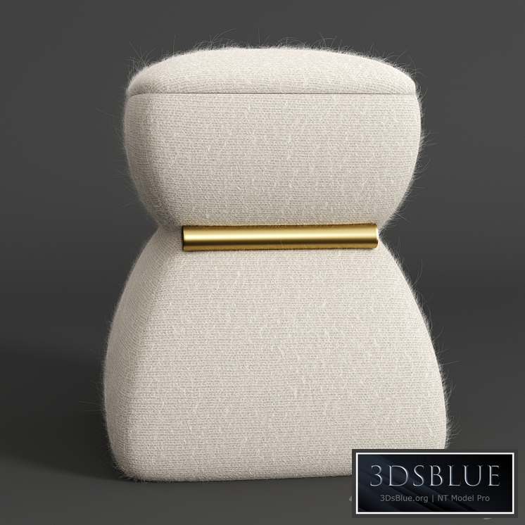Cusi Modern Pouf in White Mohair