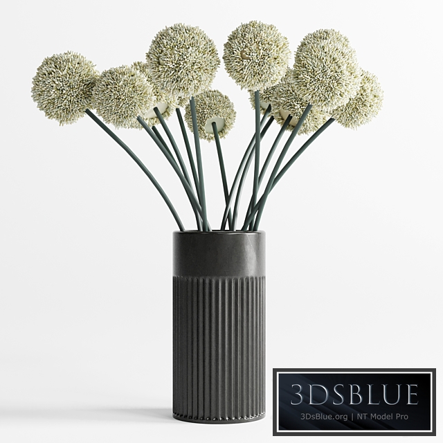 White Handmade Flowers Allium concrete Vase