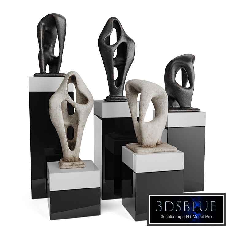 Amorphous figures pedestal black and white