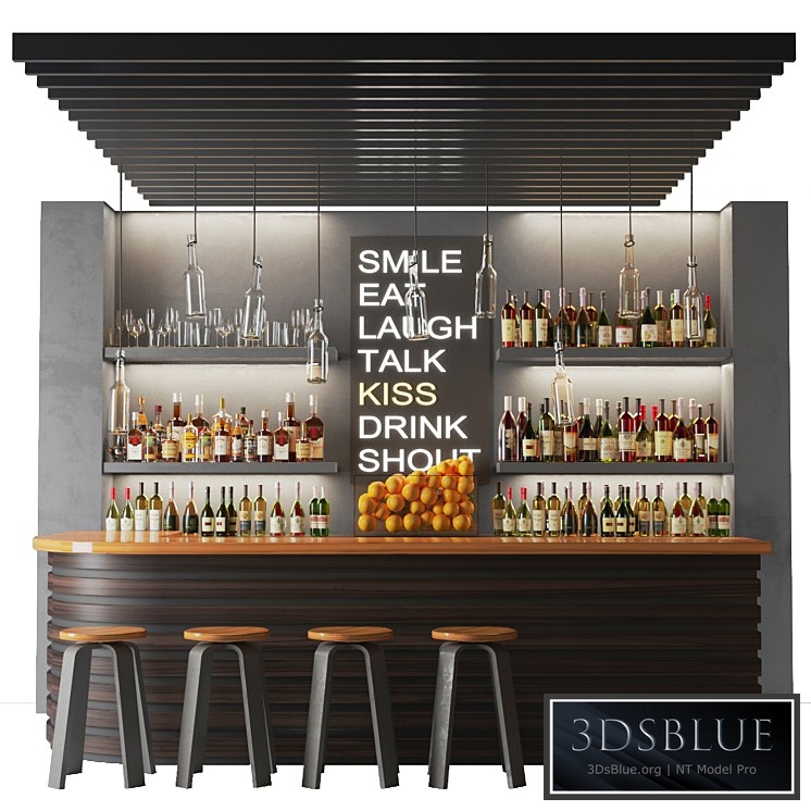 Bar counter in a restaurant with collection alcohol. Bar