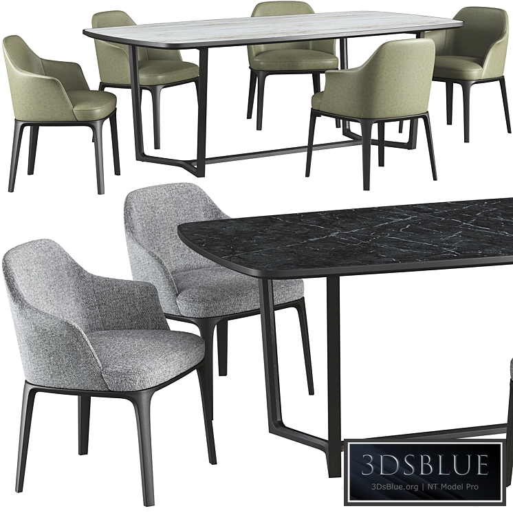 Dining table Poliform Concorde and chair Poliform Sophie