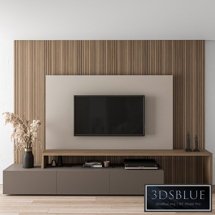 TV Wall Blackk and Wood - Set 19