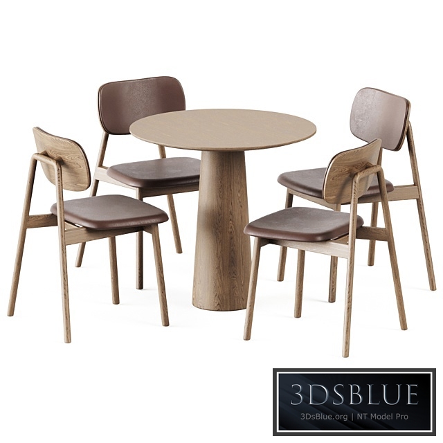 Table P.O.V. D80 by Ton and Wooden Klara Chair Upholstered by Moroso