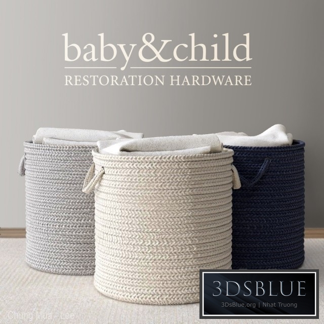 RH / BRAIDED WOOL HAMPER