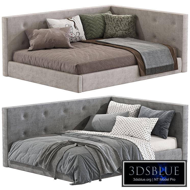 Cushy Upholstered Platform Corner Bed