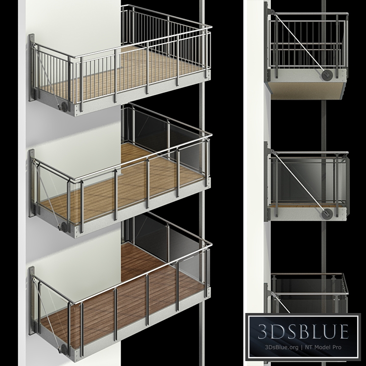 Metal balcony (3 types of cantilever balconies)