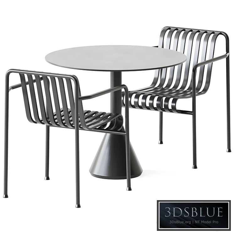 Palissade Cone Table D90 and Palissade Dining Armchair by Hay