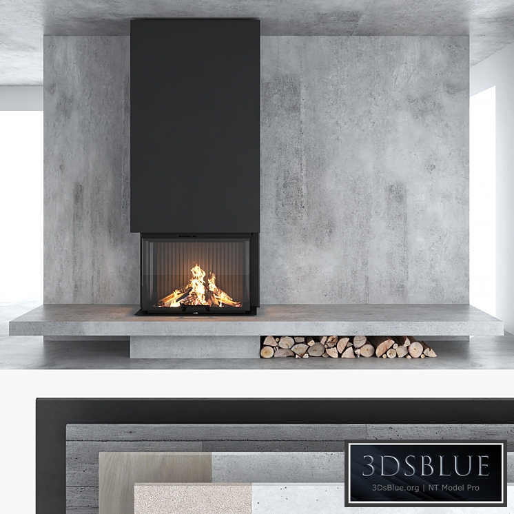 Decorative wall with fireplace set 12