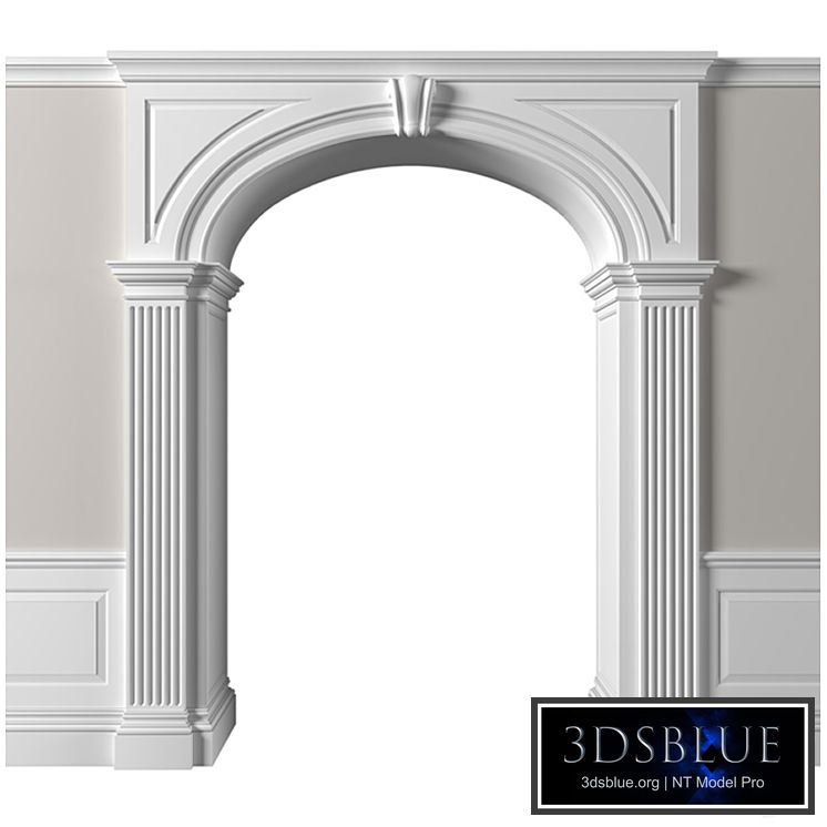 Traditional Interior Arched Doorway Opening.Classic Wall paneling