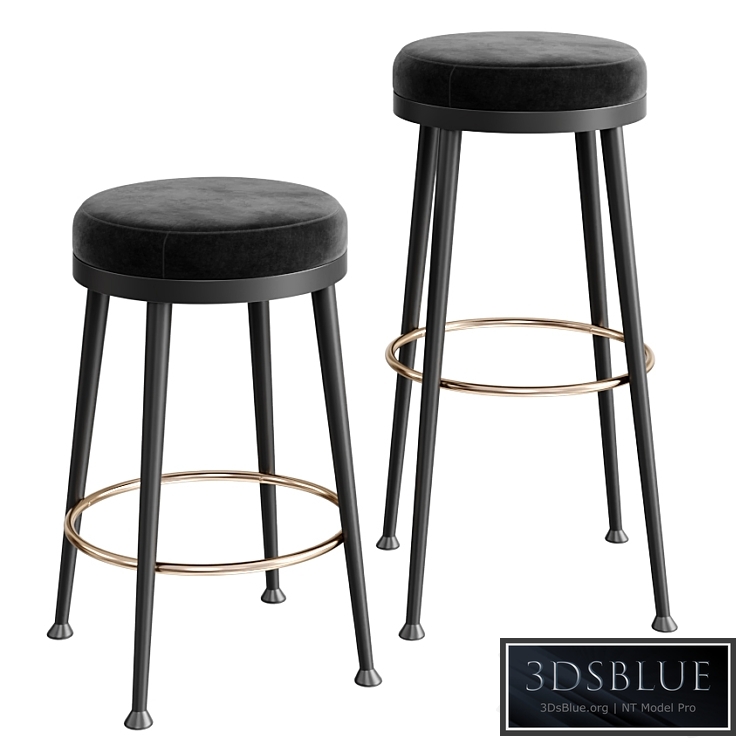 ATLAS BLACK VELVET BAR STOOLS