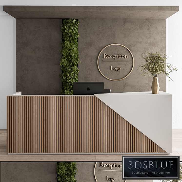 Reception Desk and Wall Decoration - Set 08