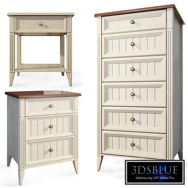 High chest of drawers and bedside table Margaret. Dresser, nightstand by Lazurit