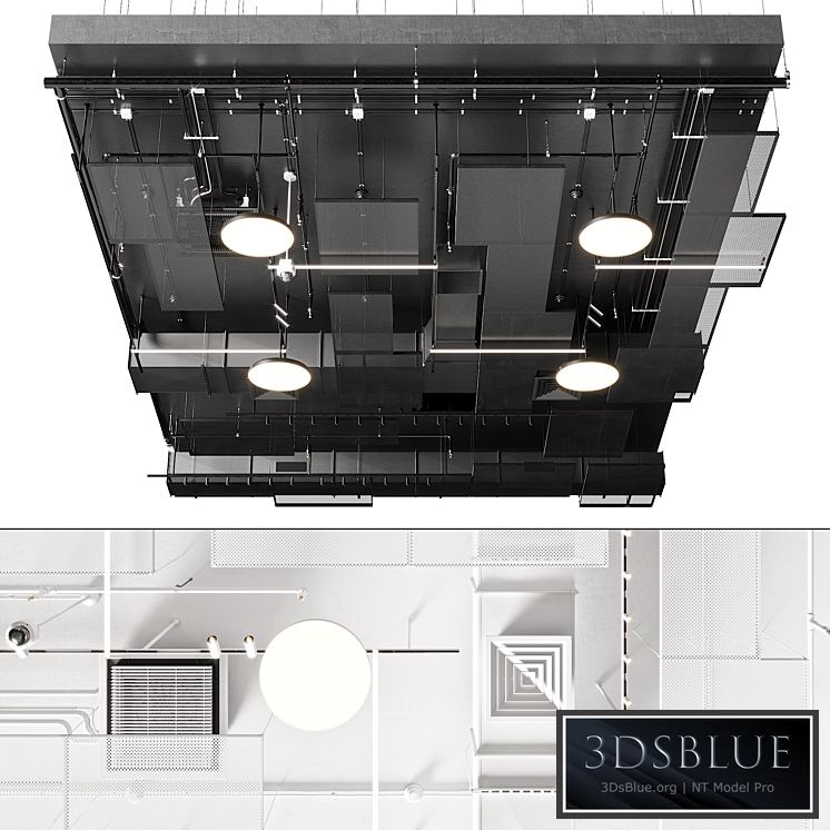 Industrial ceiling, Ducting, Lighting, CAC, CCTV