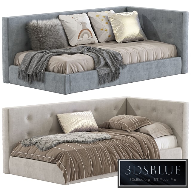 Cushy Upholstered Platform Corner Bed 2