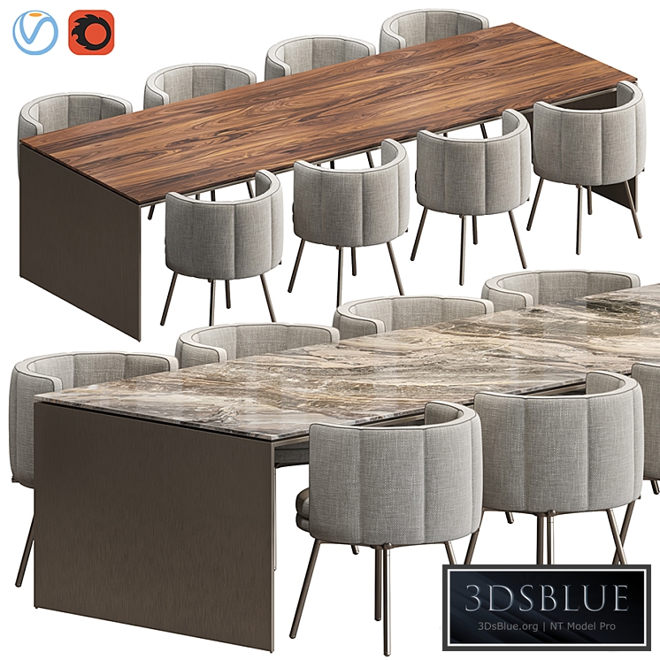 LINHA TABLE AND TORII DINING ARMCHAIR MINOTTI