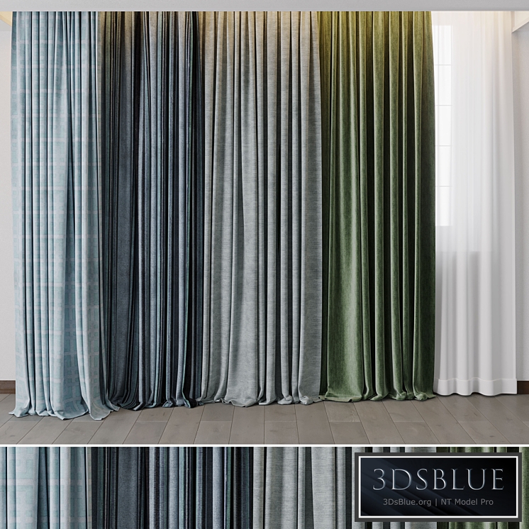 Hadi Curtains 40 - collection of green and blue curtains with patterns