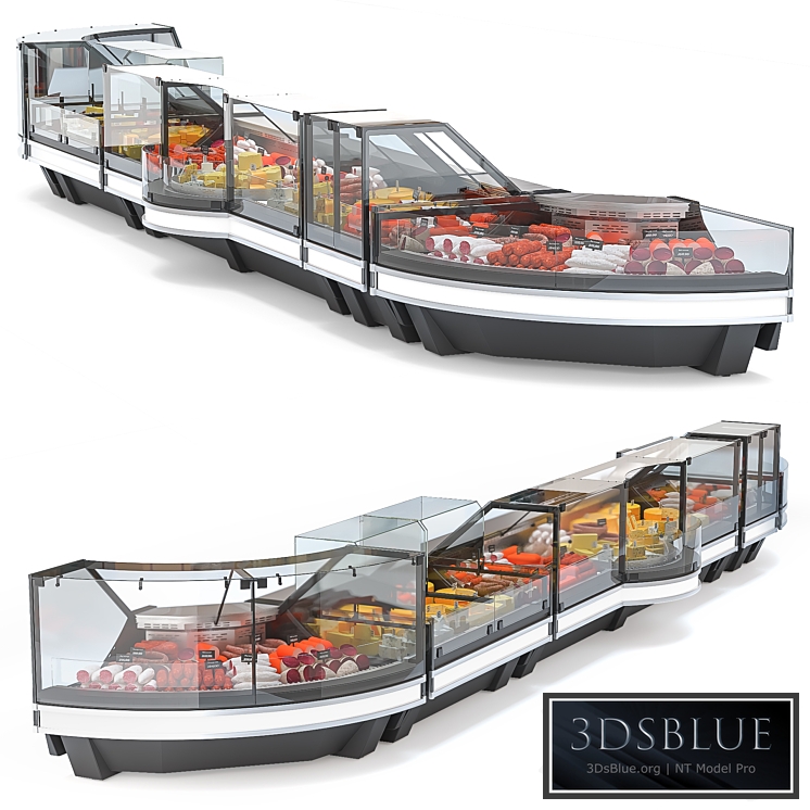 Set of showcases for grocery store