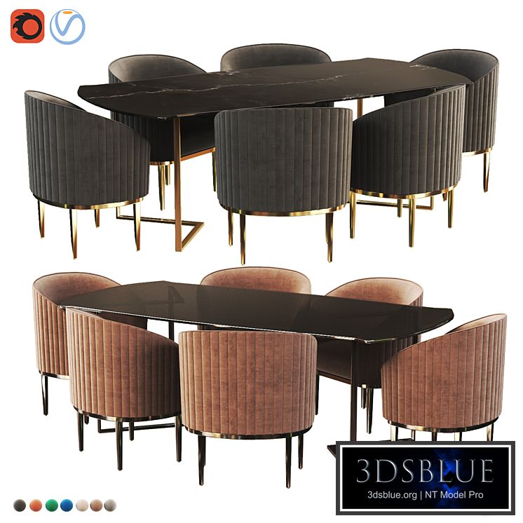 Chevron Brass Dining Table and ella dining chair