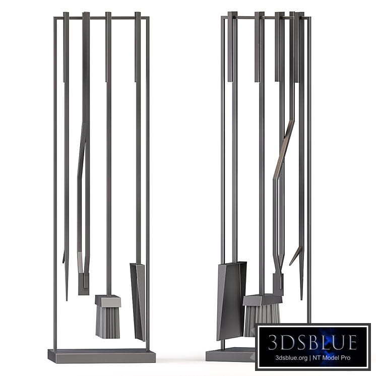 Cb2 4 Piece Bend Raw Steel Standing Fireplace Tool Set