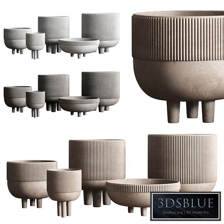 Vase Concrete Indoor Outdoor Set 03