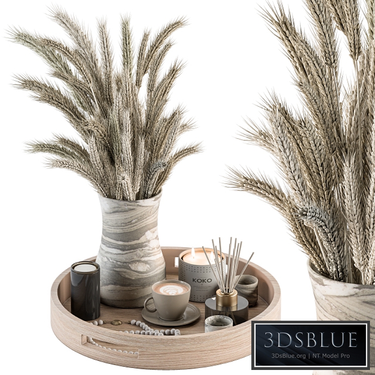 White Decorative Set with Wheat - Set 75