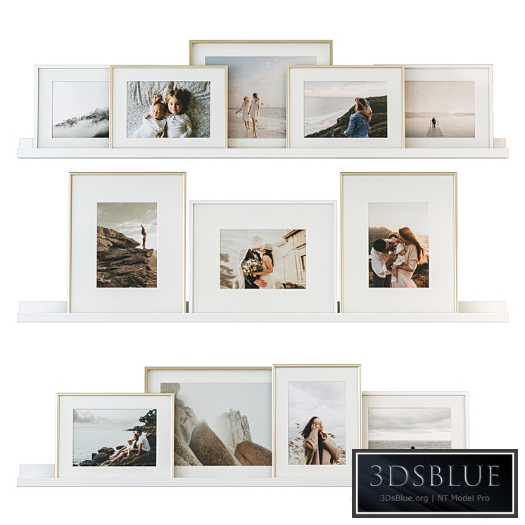 Family photos on the shelves