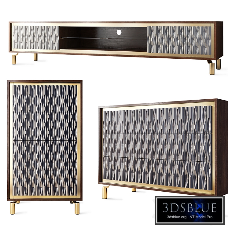 Chest of drawers and TV stand GOLD. Tvstand, dresser by Nills