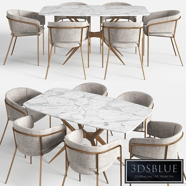Homary 63 "Marble Dining Table set and Vilhena II chairs