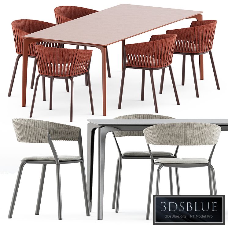 AllSize table and Ria Dining armchair with woven rope by Fast