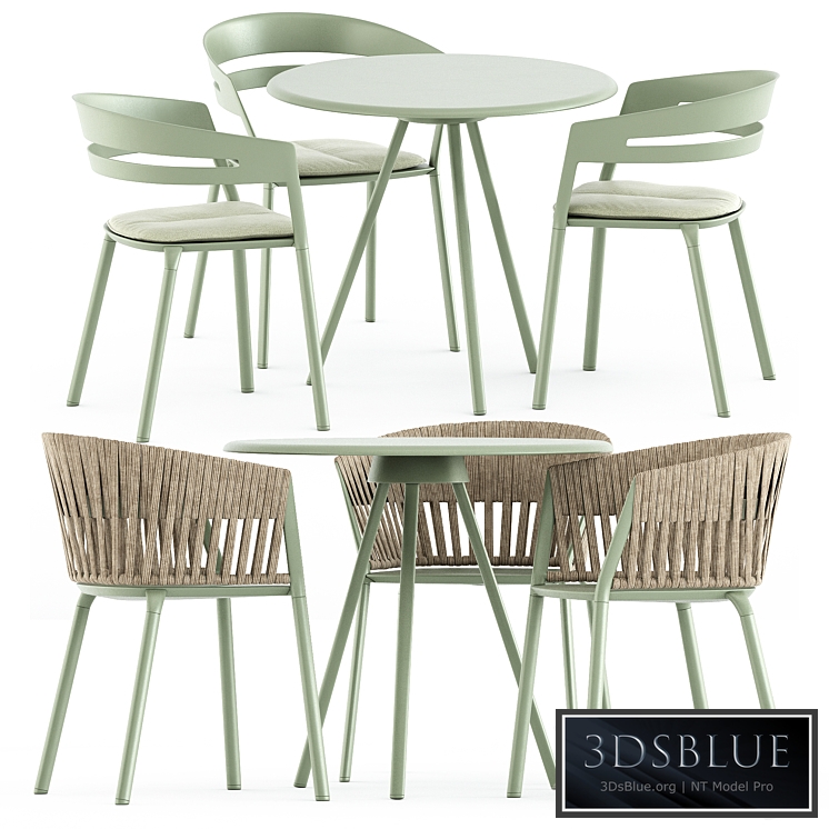 Zebra Round table and Ria Dining armchair by Fast