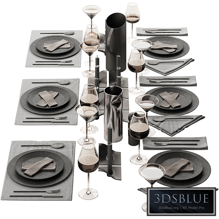 063 Tableware decor set 01 dark matte 00