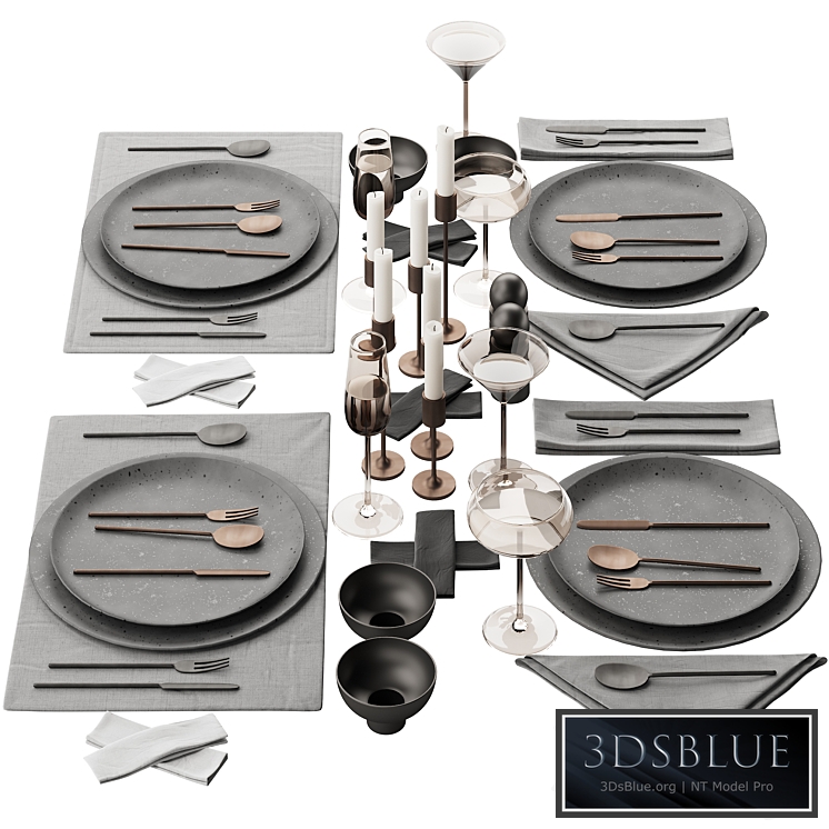 065 Tableware decor set 03 ceramic bronze black 00