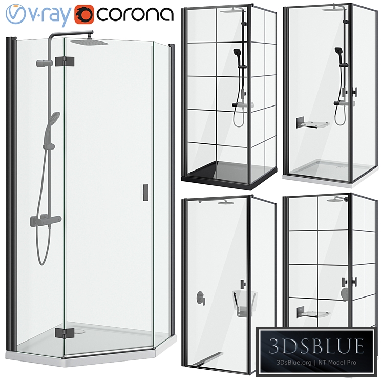 Shower cabins Radaway Nes 8 Black set 136