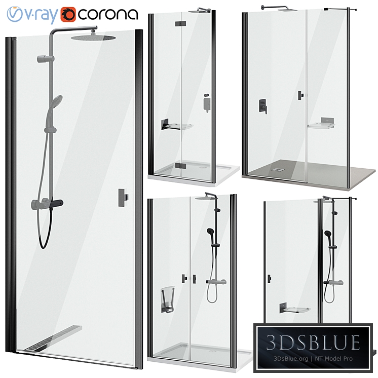 Shower doors Radaway Nes 8 Black set 140