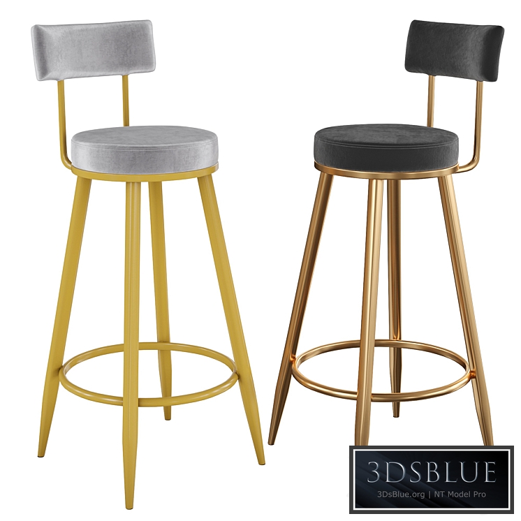 Black Counter Height Bar Stool Velvet Upholstery Counter Stool Footrest