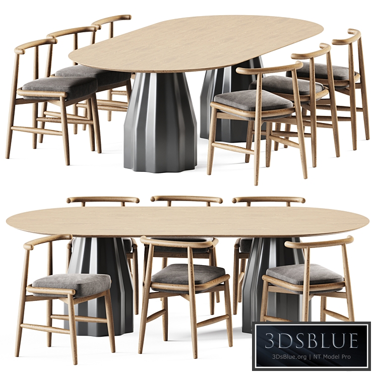 Wooden Burin Table by Viccarbe and Chair Emilia by Meridiani